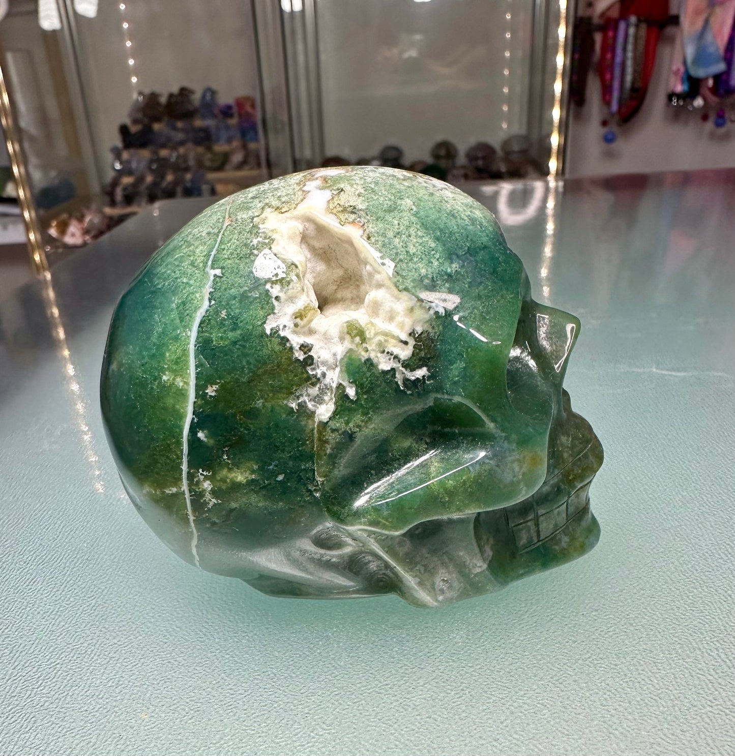 Moss Agate Skull