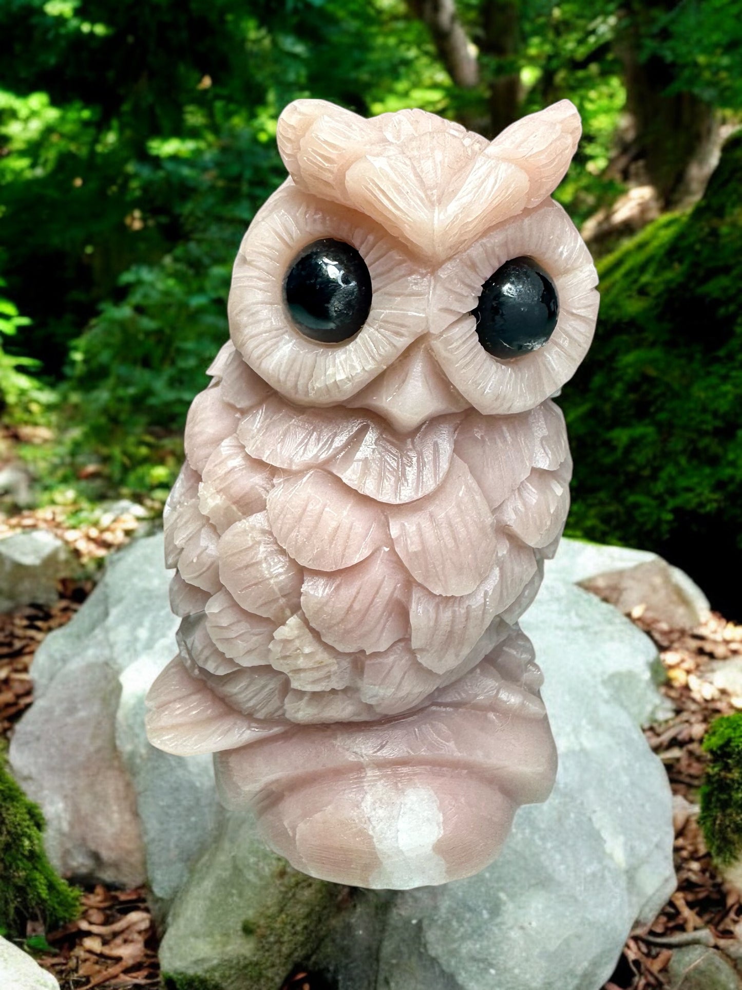 Pink Opal Crystal Owl