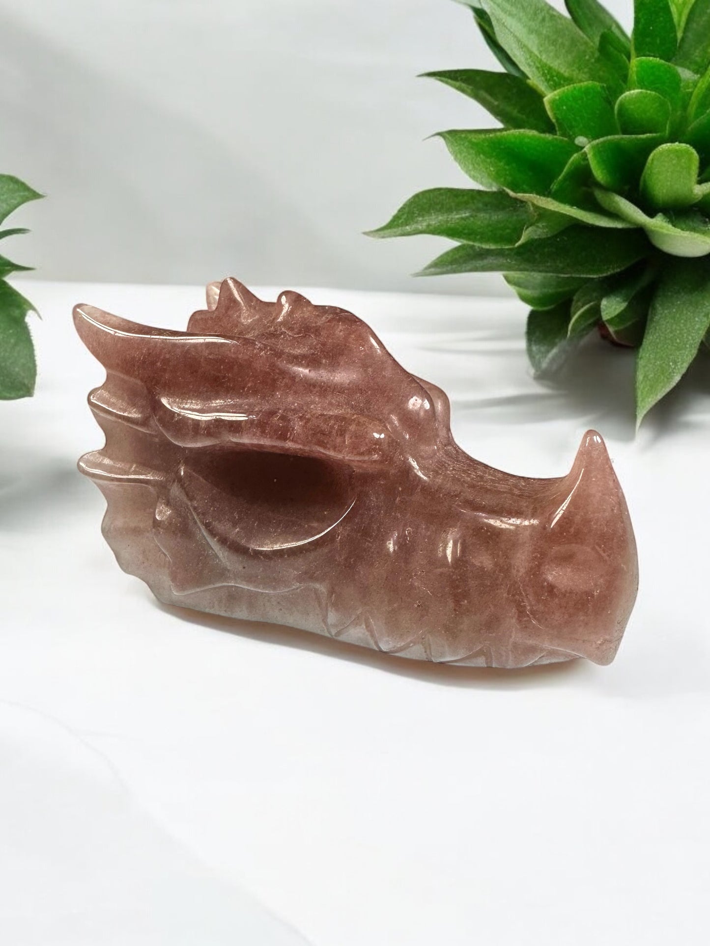 Strawberry Quartz Dragon Head