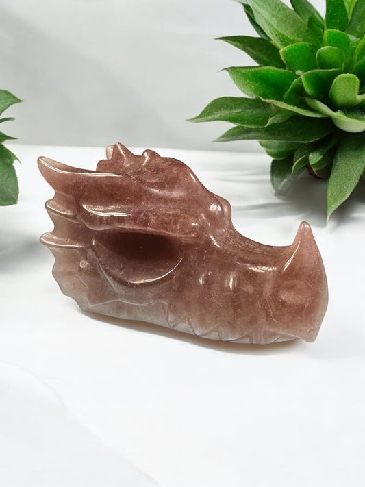 Strawberry Quartz Dragon Head