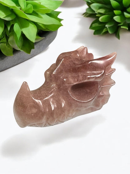 Strawberry Quartz Dragon Head