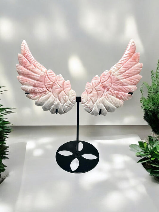 Pink Opal Angel Wings (on stand)