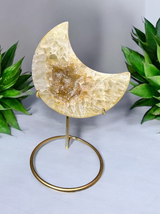 Agate Crystal Moon (on stand)