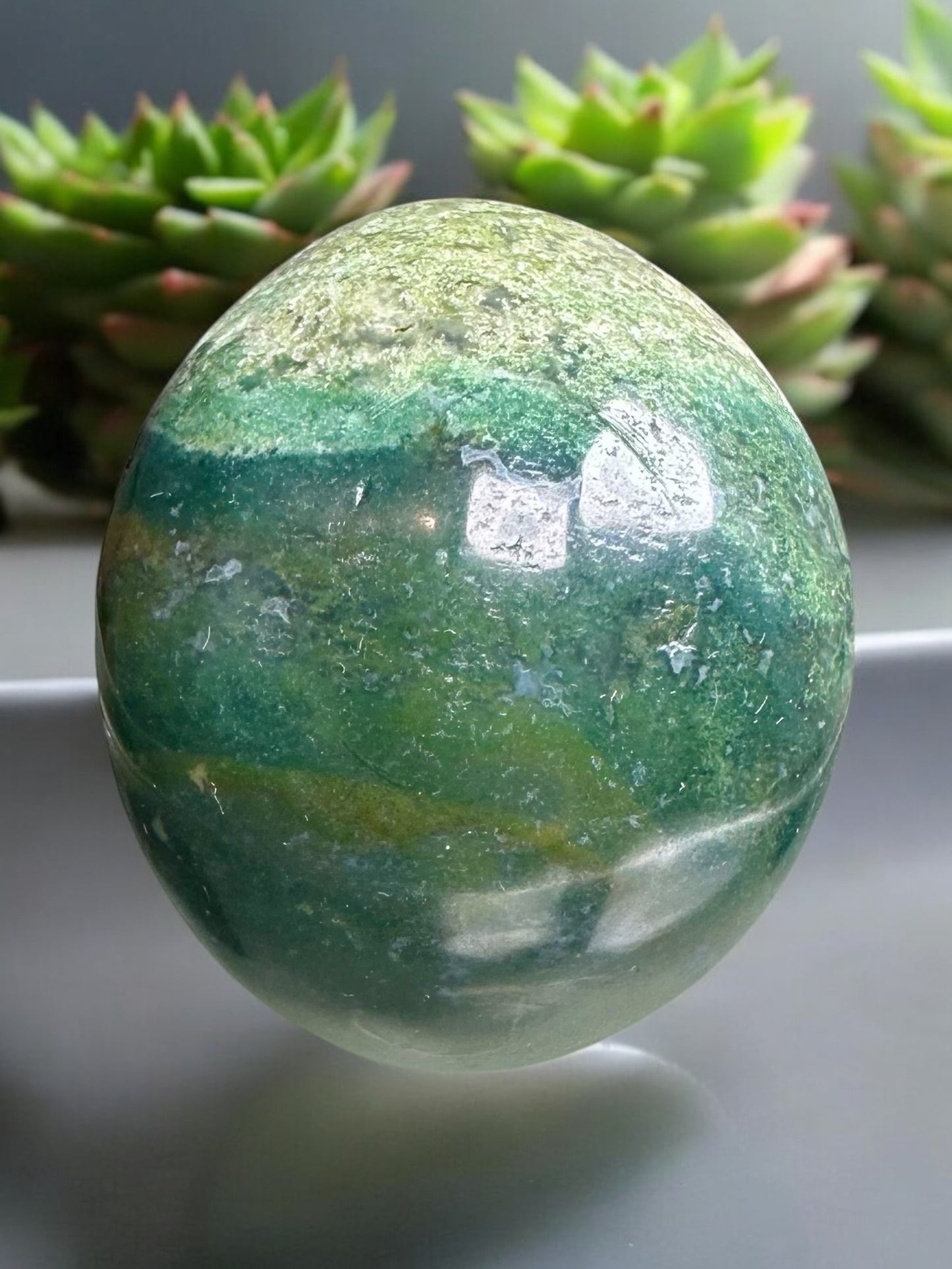 Moss Agate Crystal Skull