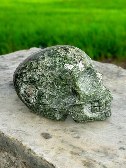 Moss Agate Skull