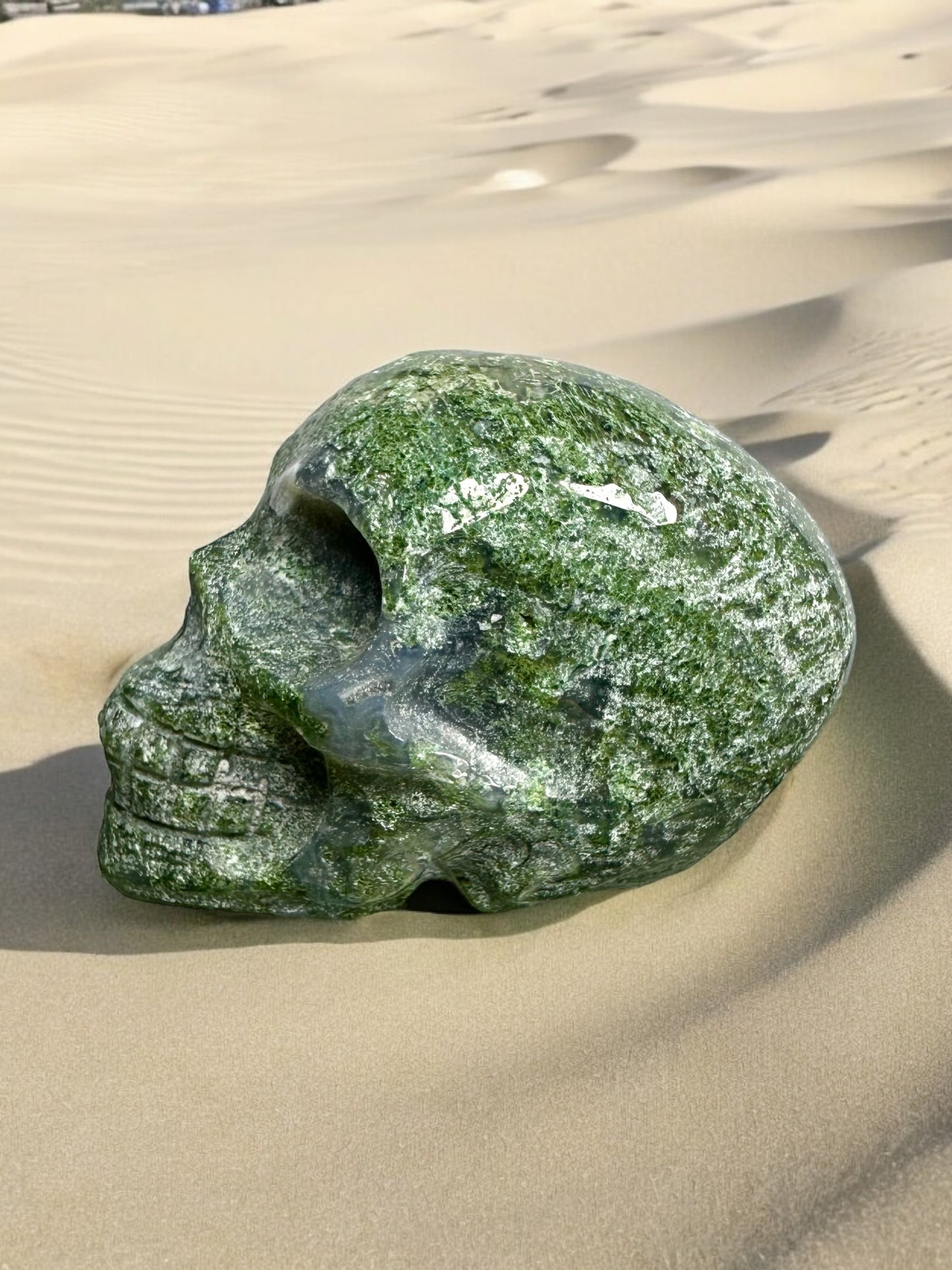 Moss Agate Skull