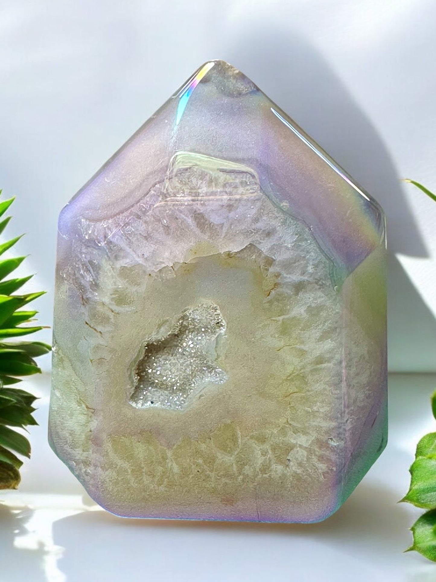 Aura Agate Druzy Tower