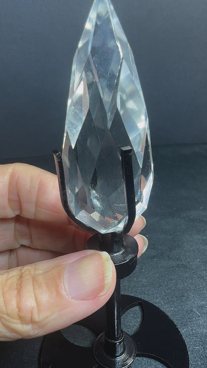 Clear Quartz Faceted Tear Drop on stand