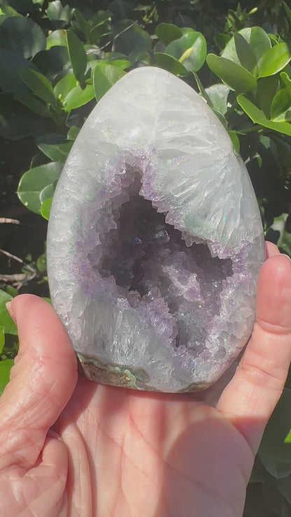 Rainbow Amethyst Druzy Geode Freeform